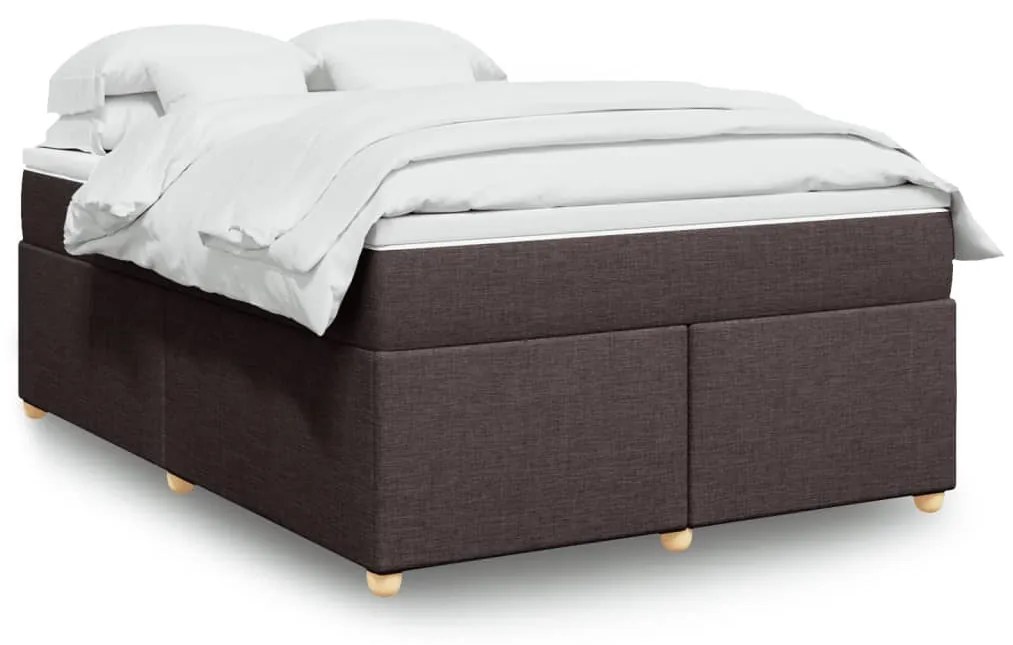 vidaXL Κρεβάτι Boxspring με Στρώμα Σκούρο Καφέ 140x190 εκ. Υφασμάτινο