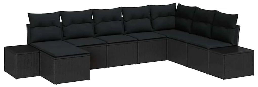 vidaXL Σετ Καναπέ Κήπου με μαξιλάρι 8 pcs Μαύρο συνθετικό ρατάν