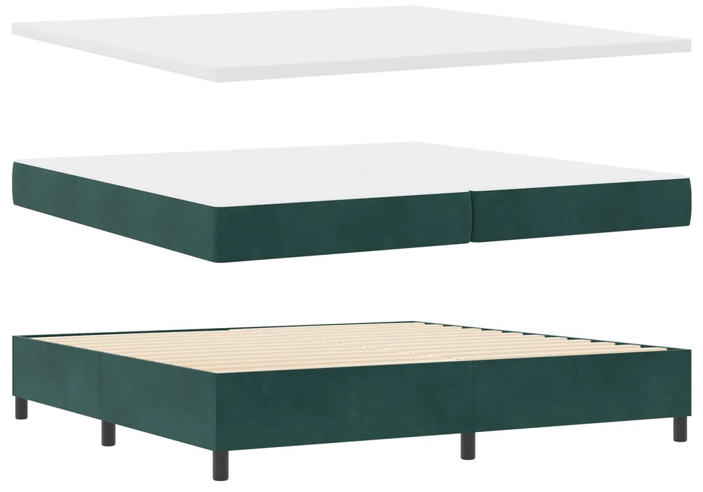 vidaXL κρεβάτι box spring με στρώμα σκούρο πράσινο 200x200 εκ. βελούδινο