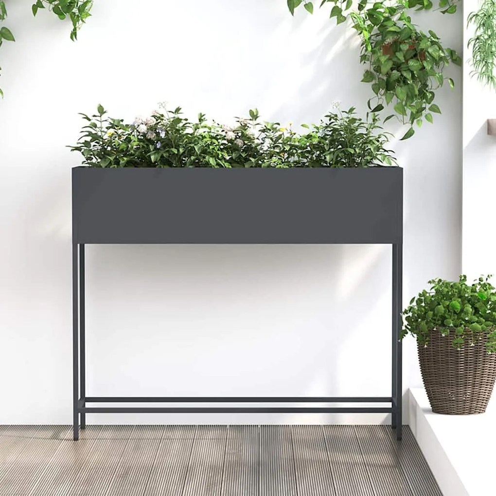 vidaXL Υψωμένη Γλάστρα Κήπου Ανθρακί 100 x 26 x 82 εκ Ατσάλι