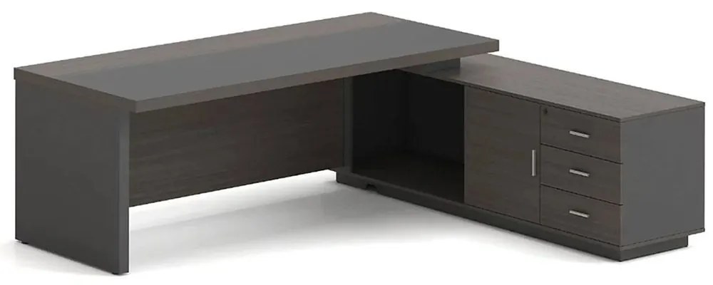Γραφείο Δεξιά Γωνία Vip ΕΟ929,R 180x90x75/180x50x62cm Anthracite-Walnut