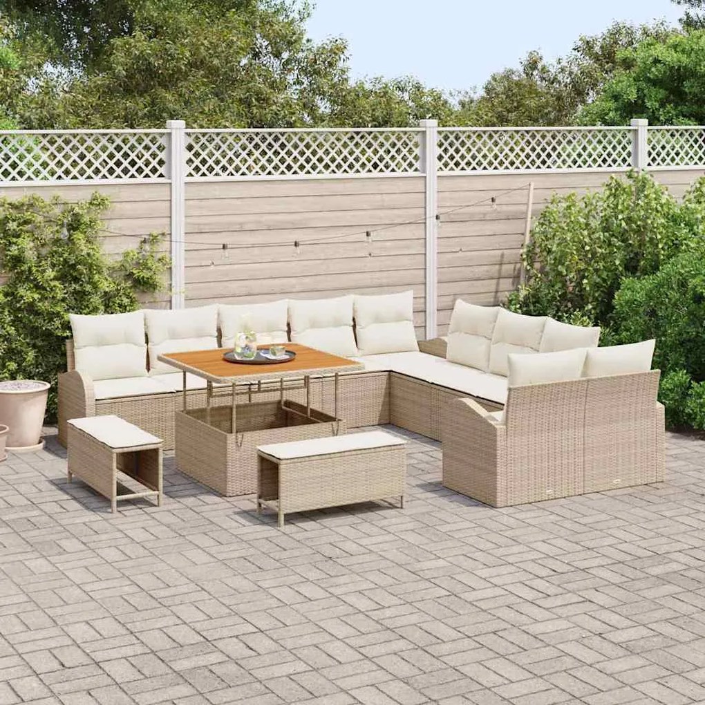 vidaXL Σετ Καναπέ Κήπου 13 pcs Μπεζ, Κρέμα 100 x 100 x 71 cm