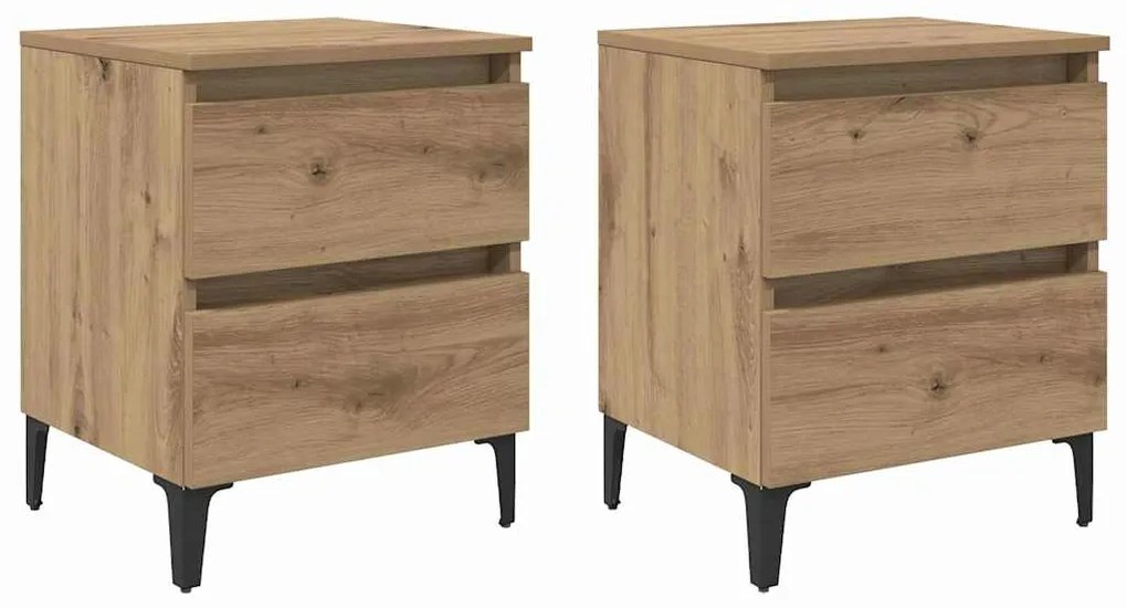 vidaXL Κομοδίνο 2 pcs artisan δρυς 40 x 35 x 50 εκ. Επεξεργασμένο ξύλο