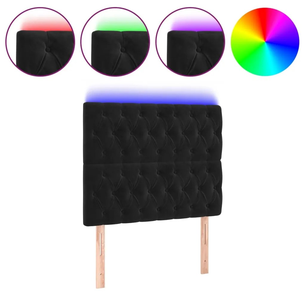 Κεφαλάρι Κρεβατιού LED Μαύρο 90x7x118/128 εκ. Βελούδινο 3122798
