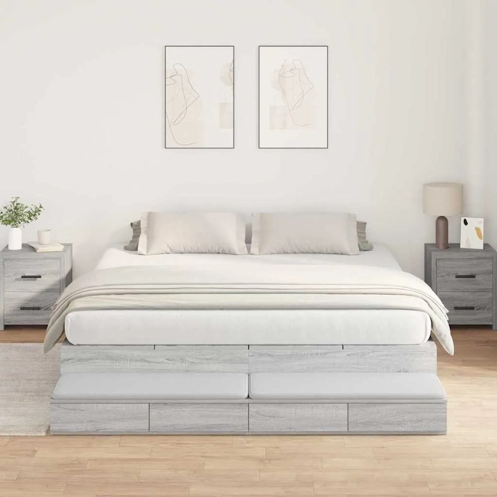 vidaXL Κρεβάτι με Αποθηκευτικό Χώρο Γκρι sonoma 200x200 εκ.