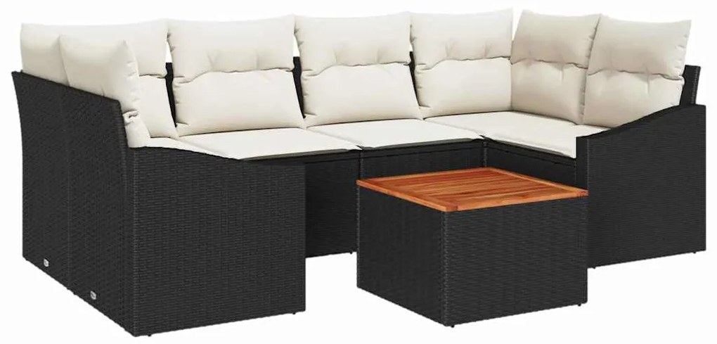 vidaXL Σετ Καναπέ Κήπου με μαξιλάρι 7 pcs Μαύρο Πολυ ράταν