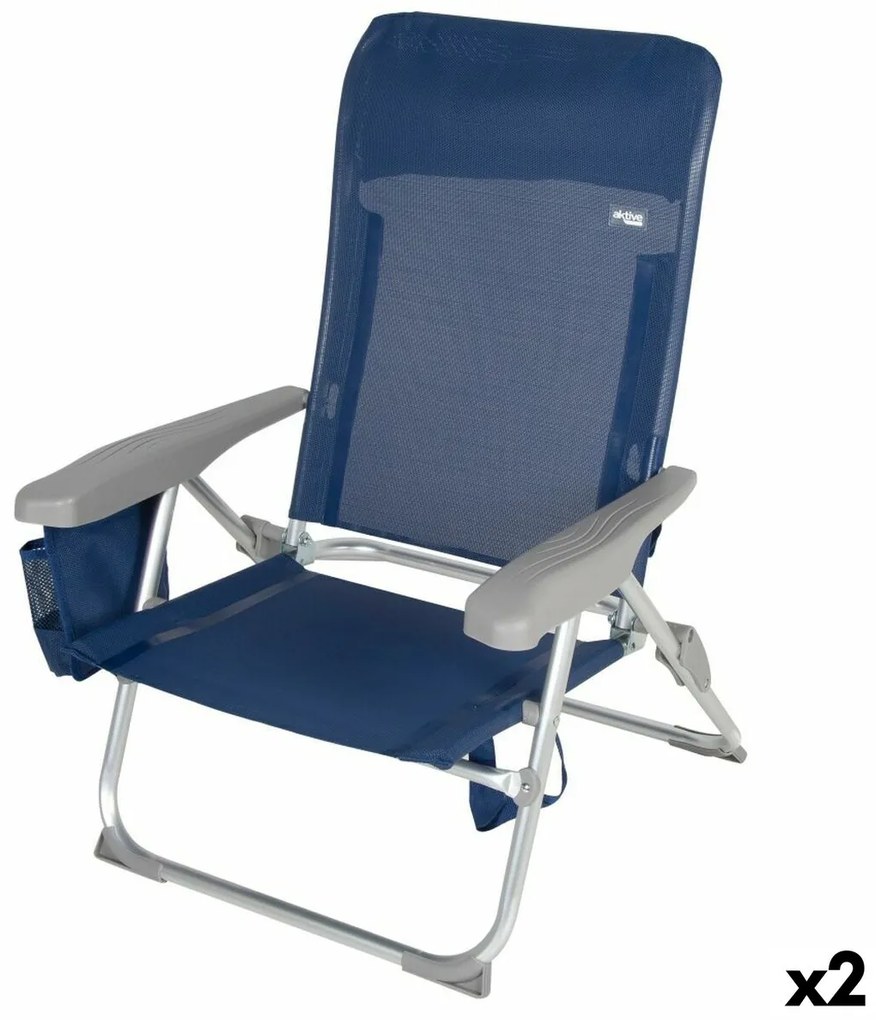 Καρέκλα στην παραλία Aktive Slim Εύκαμπτο Ναυτικό Μπλε 47 x 87 x 58 cm (x2)