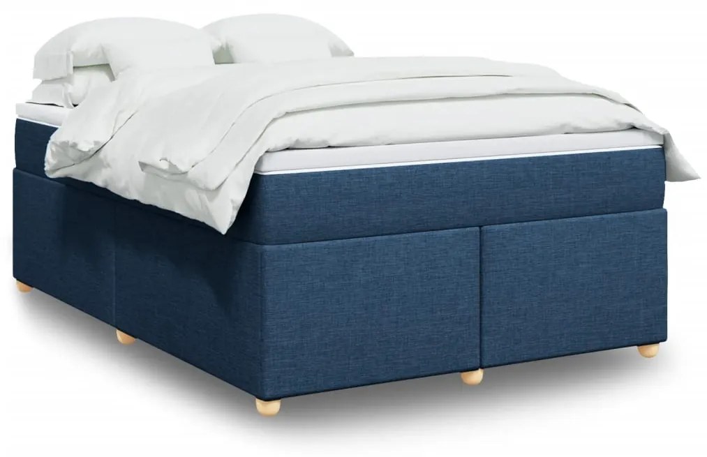 vidaXL Κρεβάτι Boxspring με Στρώμα Μπλε 160x200 εκ. Υφασμάτινο