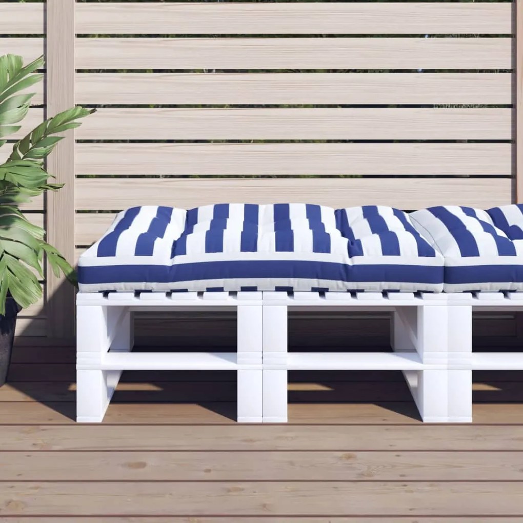 vidaXL Μαξιλάρι Παλέτας Μπλε &amp; Λευκό Ριγέ 120 x 80 x 12 εκ. Υφασμάτινο