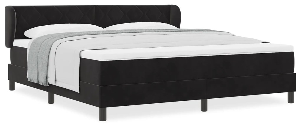vidaXL Κρεβάτι με Στρώμα Μαύρο 180x200 εκ σε Βελούδο