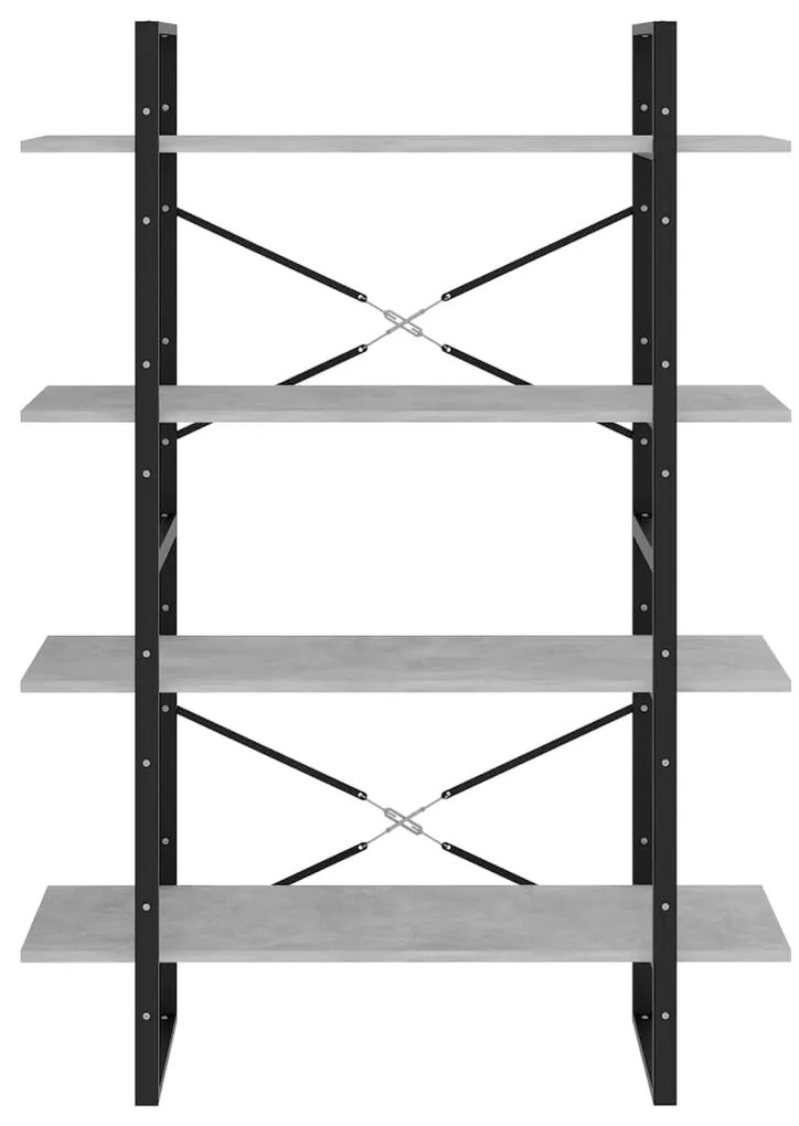 vidaXL Βιβλιοθήκη με 4 Ράφια Γκρι Σκυροδέμ. 100x30x140 εκ. Επεξ. Ξύλο