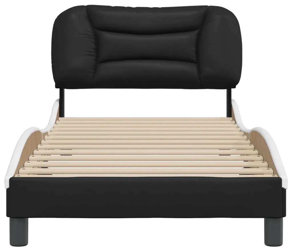 vidaXL Πλαίσιο κρεβατιού χωρίς Στρώμα Hvar Μαύρο/Λευκό 80x200εκ Συνθετικό Δέρμα