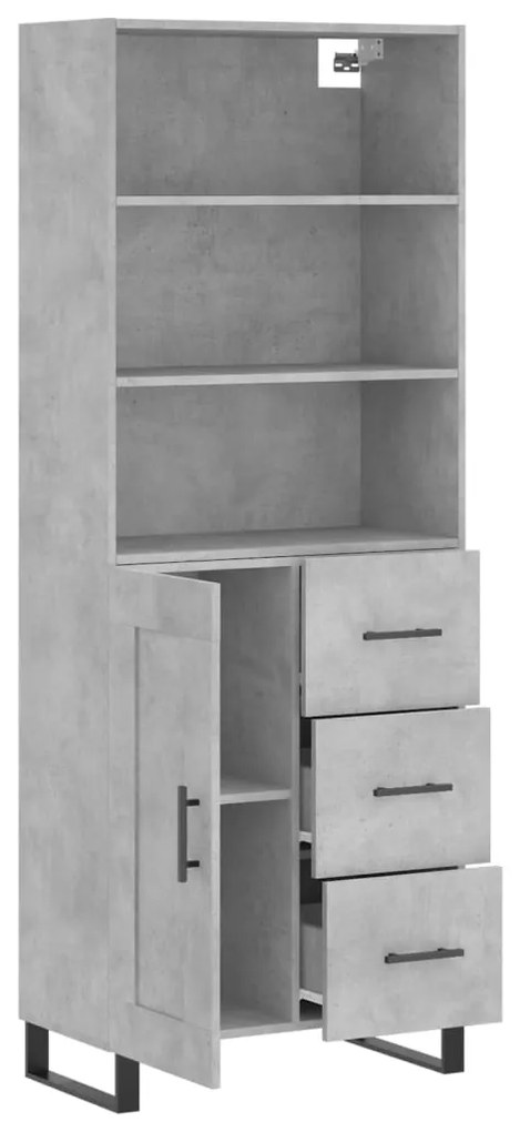 vidaXL Ντουλάπι Γκρι Σκυροδέματος 69,5x34x180 εκ. Επεξεργασμένο Ξύλο