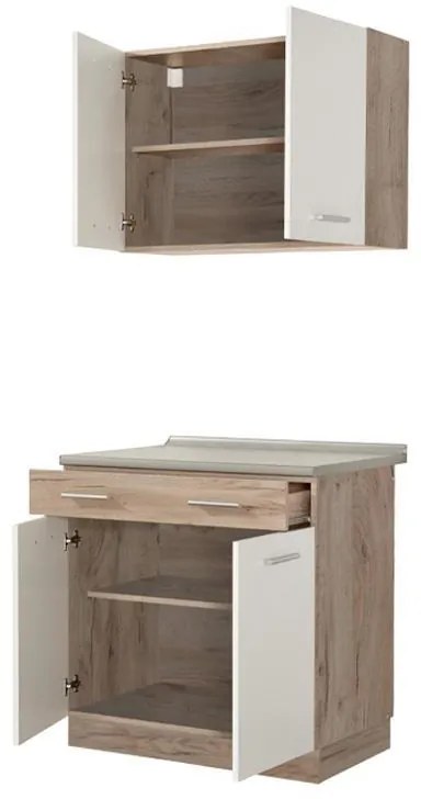 Έτοιμη Σύνθεση Κουζίνα Dalila 80 Γκρί Δρύς - Λευκό 80x51,5x206,5 εκ. 80x51.5x206.5 εκ.