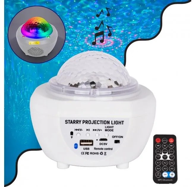 Επιτραπέζιο Φωτιστικό Λευκό-Εφέ NIGHT SKY GALAXY 3D LED 10W RGB Dimmable 79604 Globostar 79604