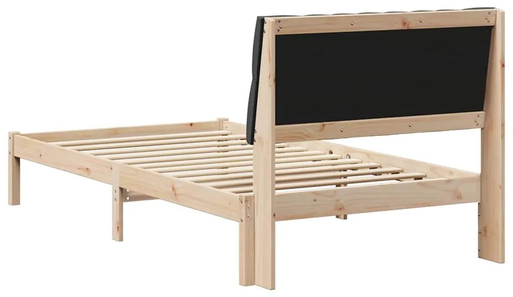 vidaXL Σκελετός Κρεβατιού με Επενδεδυμένο Κεφαλάρι Καφέ 100 x 200 cm