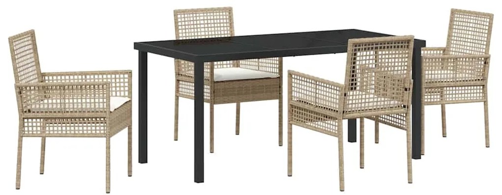 vidaXL Σέτ φαγητού για κήπο με μαξιλάρι 5 pcs Μπεζ Πολυ ράταν