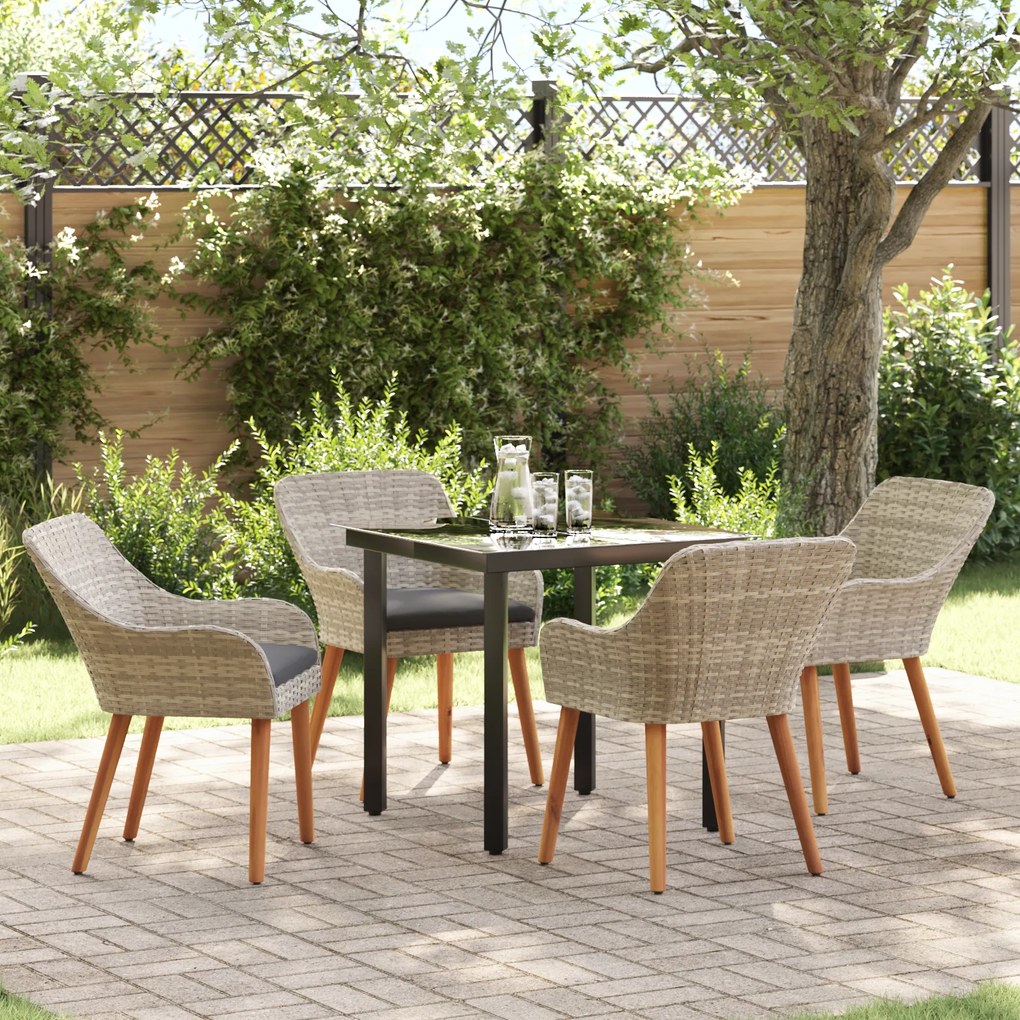 vidaXL Σετ τραπεζαρίας 5 pcs Ανοιχτό γκρι και Μαύρο Μέγεθος: Μεσαίο