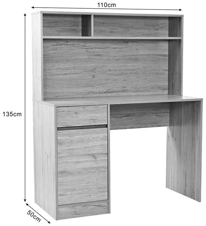 ΓΡΑΦΕΙΟ ΕΡΓΑΣΙΑΣ SECRETA PAKOWORLD ΜΕ ΡΑΦΙ ΣΕ OAK ΑΠΟΧΡΩΣΗ 110X50X135ΕΚ