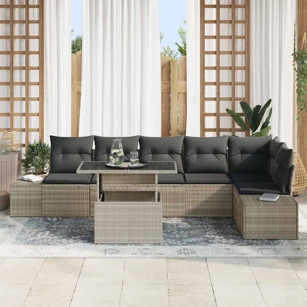 vidaXL Σετ Καναπέ Κήπου 7 pcs Ανοιχτό γκρι 100 x 55 x 73 εκ