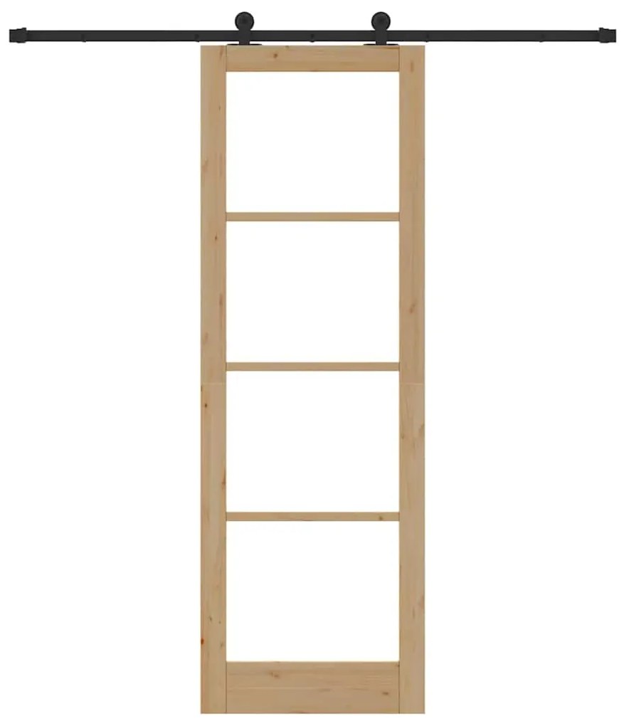 vidaXL Συρόμενη Πόρτα Χειροκίνητος Καφέ 78 x 232 cm Ξύλο και μέταλλο