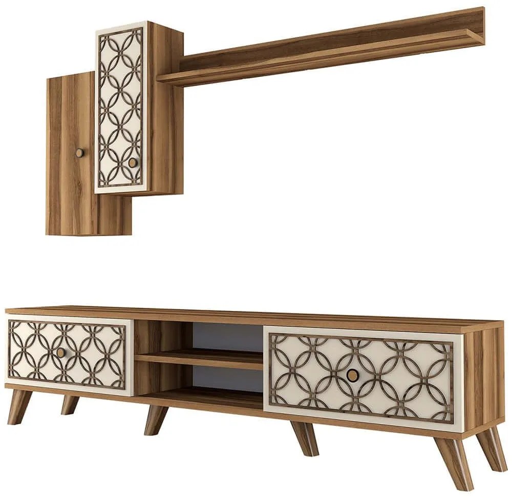 Σύνθεση Τηλεόρασης Class 845HCT3016 180x35x44cm Walnut-Cream