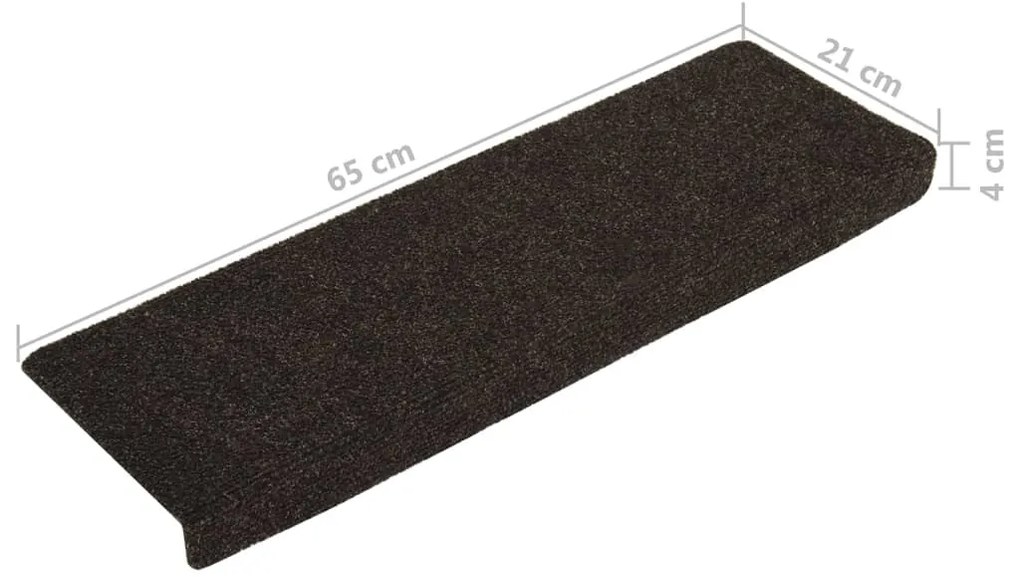 vidaXL Πατάκια Σκάλας 15 τεμ. Σκούρο καφέ 65x21x4 εκ. Βελονιασμένα