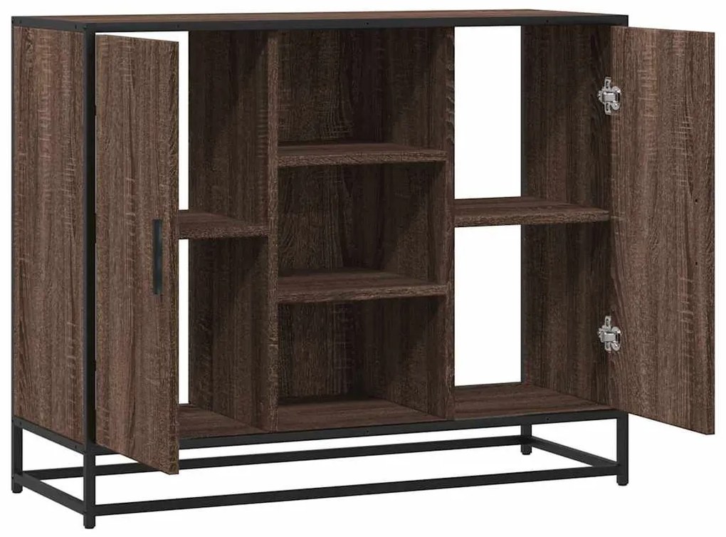 Sideboard καφέ δρυς 92x35x76 cm Ξύλινο μηχανουργικό ξύλο - Καφέ