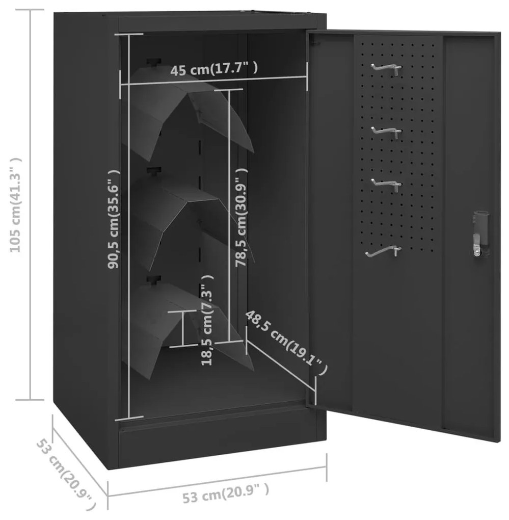 Ντουλάπα για Σέλα Ανθρακί 53 x 53 x 105 εκ. Ατσάλινη   - Ανθρακί