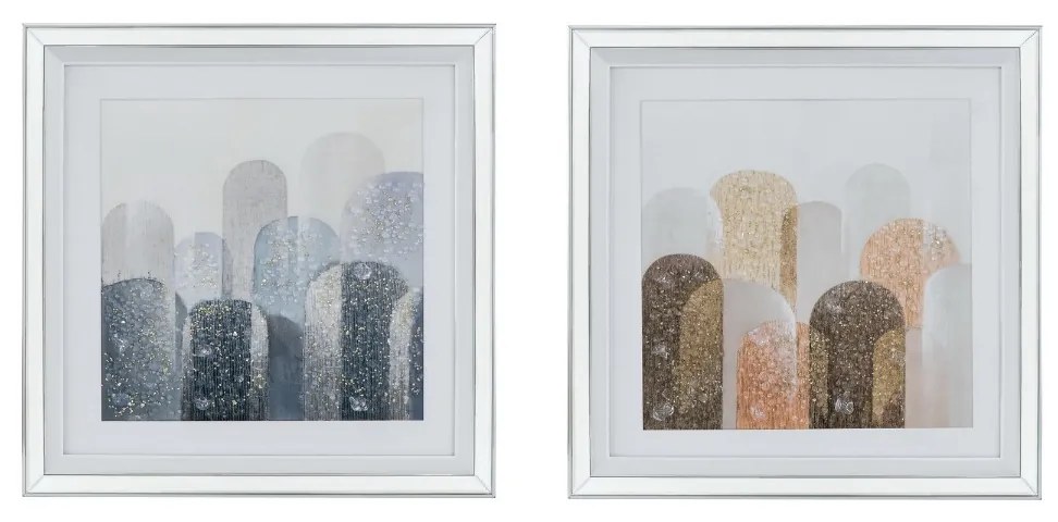 Artekko Glitter Πίνακας με Κορνίζα Καθρέπτη Πλαστικό Γυαλί Πολύχρωμο (60x2.5x60)cm Σετ/2 Artekko 83023