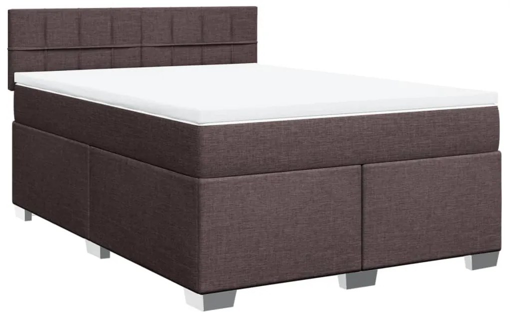 vidaXL Κρεβάτι Boxspring με Στρώμα Σκούρο Καφέ 160x200 εκ Υφασμάτινο