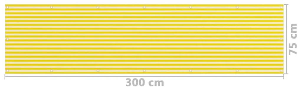 vidaXL Διαχωριστικό Βεράντας Κίτρινο / Λευκό 75 x 300 εκ. από HDPE