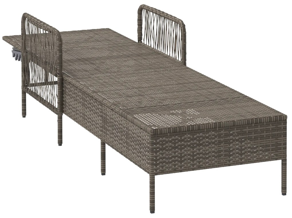 vidaXL Ξαπλώστρα Γκρι PE Ρατάν 157 x 55 x 92 εκ. Αναδιπλούμενη