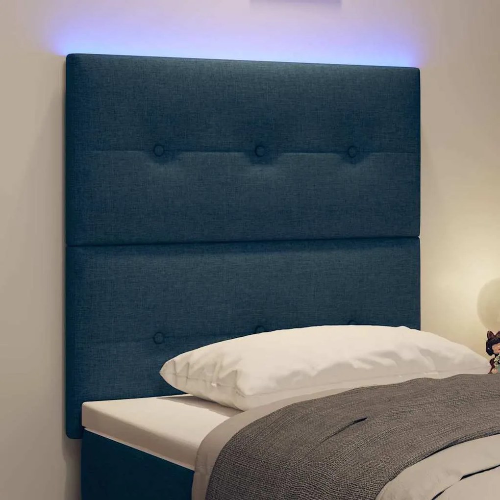 vidaXL LED Κεφαλάρι με φώτα λωρίδας LED με κεφαλάρι Μπλε 90 cm ύφασμα