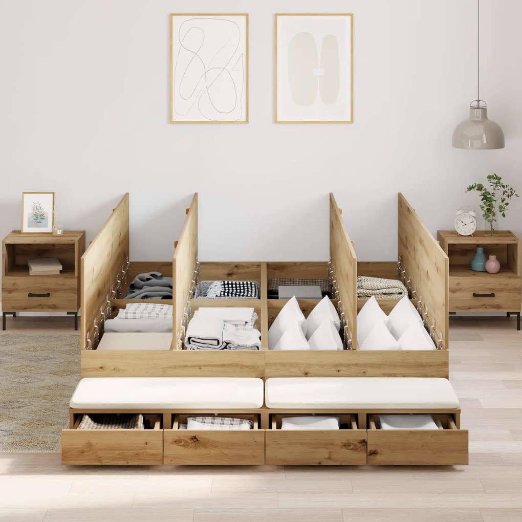 vidaXL Κρεβάτι Αποθήκευσης Artisan Oak 160x200 εκ