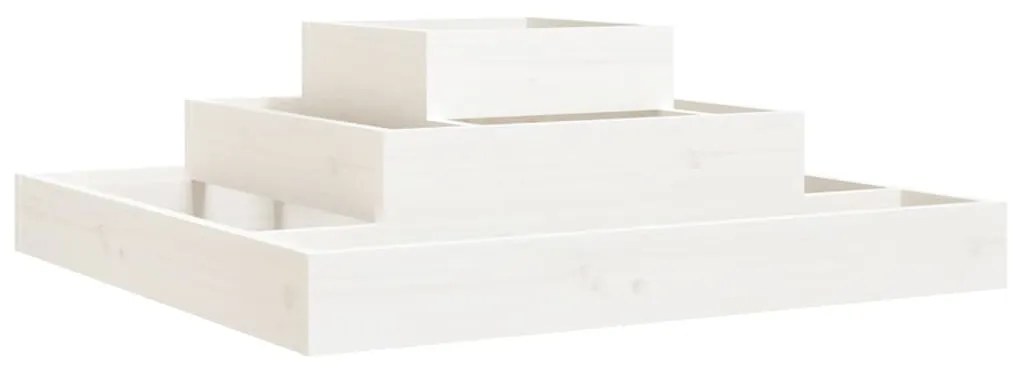 vidaXL Ζαρντινιέρα Λευκή 80 x 80 x 27 εκ. από Μασίφ Ξύλο Πεύκου