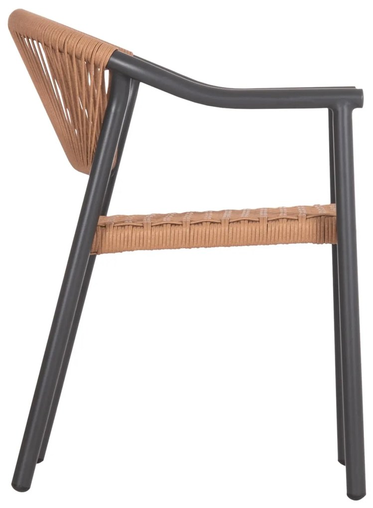 Καρέκλα - Πολυθρόνα KERLY C6050.10 Αλουμινίου Σκούρο Γκρί - Συνθετικό Rattan Μπέζ 54x58,5x76Υ εκ. 54x58.5x76 εκ.