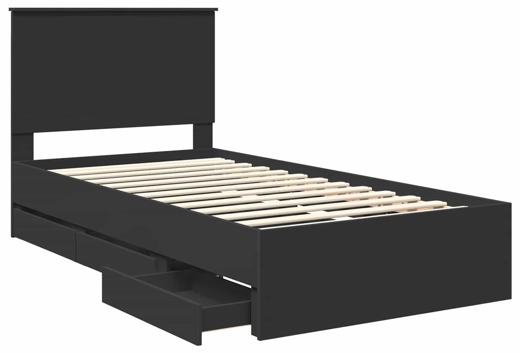 vidaXL Σκελετός Κρεβατιού Μαύρο 100 x 200 cm Μηχανήματος Ξύλο