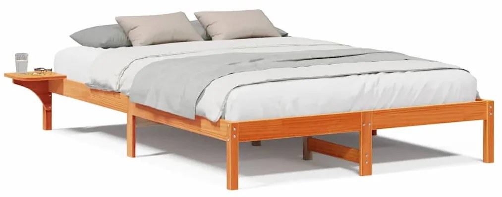 vidaXL Πλαίσιο κρεβατιού με κομοδίνα Καφέ 150 x 200 cm Καφέ κεριού