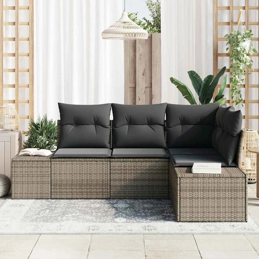 vidaXL Σετ Καναπέ Κήπου 4 pcs Γκρι Πολυ ράταν