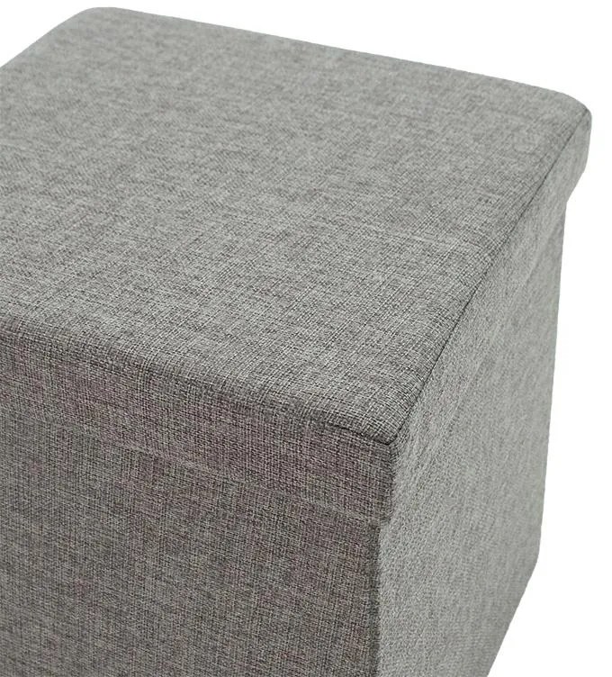 Σκαμπό-μπαούλο Crystal ύφασμα γκρι 38x38x38εκ 38x38x38 εκ.