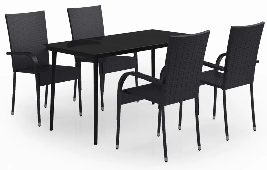 vidaXL Σετ Τραπεζαρίας Κήπου 5 Τεμαχίων Μαύρο