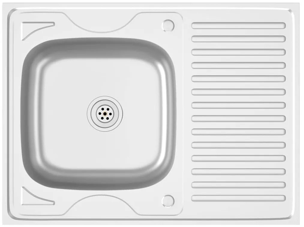 vidaXL Νεροχύτης + Ποδιά Σετ Ασημί 800x600x155 χιλ. Ανοξείδωτο Ατσάλι