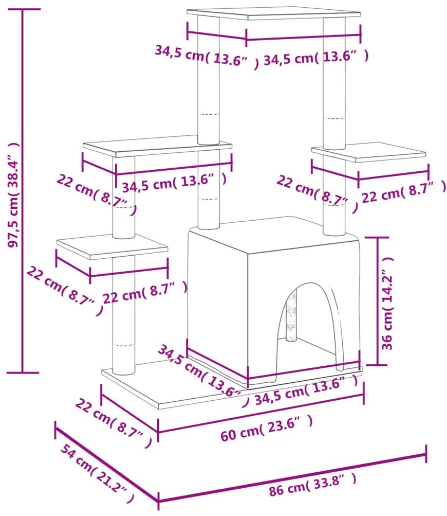 vidaXL Γατόδεντρο Aνοιχτό Γκρι 97,5 εκ. με Στύλους Ξυσίματος από Σιζάλ