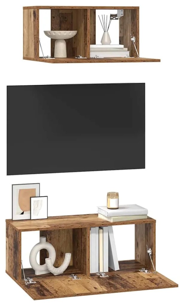 vidaXL Σετ επίπλου τηλεόρασης 2 pcs Παλαιό ξύλο 80 x 30 x 30 εκ