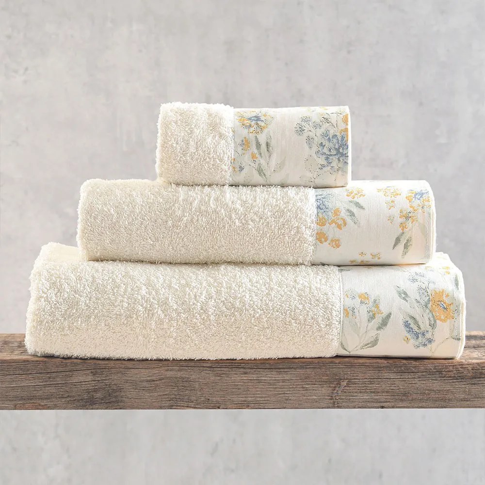 Πετσέτες Sorin Σε Κουτί (Σετ 3τμχ) Ecru-Yellow Ρυθμός Towels Set 70x140cm 100% Πενιέ Βαμβάκι