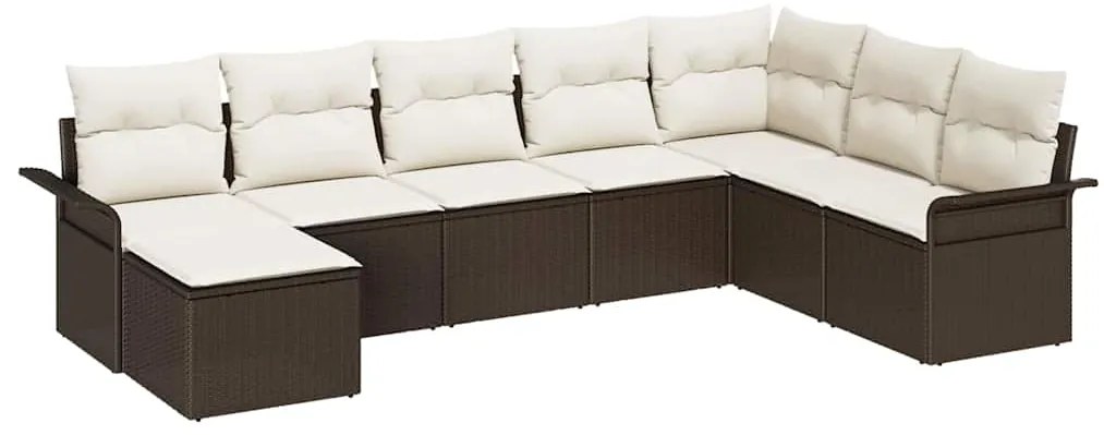 vidaXL Σετ Καναπέ Κήπου με μαξιλάρι 8 pcs Καφέ Πολυ ράταν