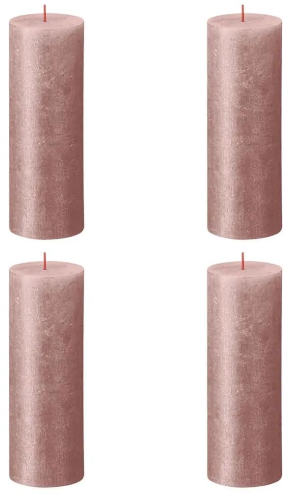 Bolsius Κεριά Κύλινδρος Ρουστίκ Shimmer 4 τεμ. Ροζ 190 x 68 χιλ. - Ροζ