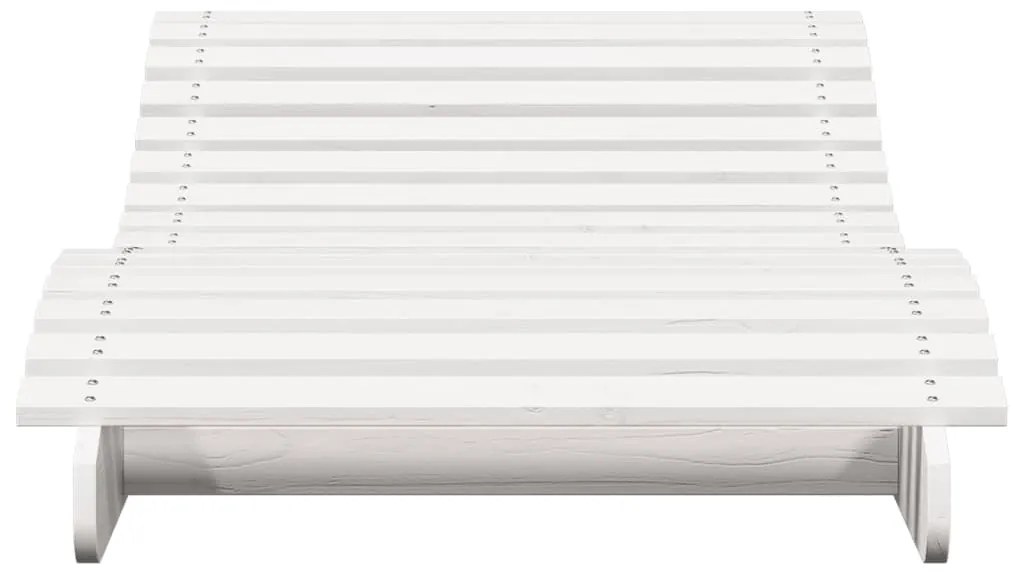vidaXL Ξαπλώστρα Λευκό 205x80x31,5 εκ. από Μασίφ Ξύλο Πεύκου