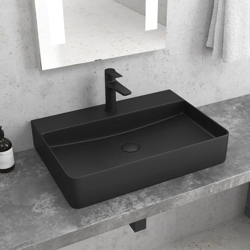 Νιπτήρας Επικαθήμενος LT 2173-SMB 50x42x12cm Black Matt Karag Πορσελάνη